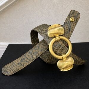 Vintage Worth Snakeskin Leather Belt “Crown” Buckle Size P/S (31–33”) Adj.